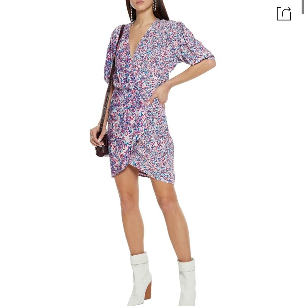 IRO Firenze Printed Dress In Mixed Blue Size XXS - Picture 2 of 9